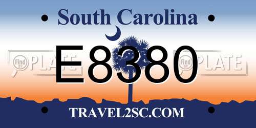 E8380 South Carolina License Plate