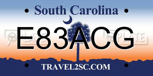 E83ACG South Carolina License Plate