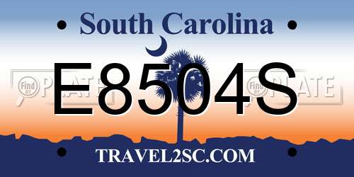 E8504S South Carolina License Plate