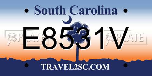 E8531V South Carolina License Plate