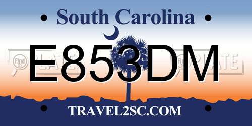 E853DM South Carolina License Plate