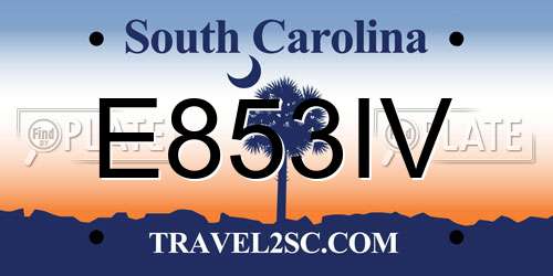 E853IV South Carolina License Plate