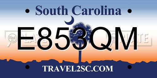 E853QM South Carolina License Plate