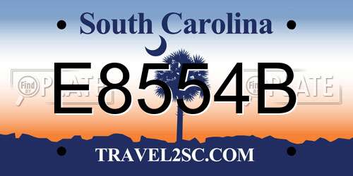 E8554B South Carolina License Plate