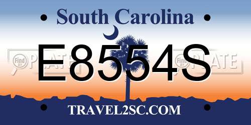 E8554S South Carolina License Plate