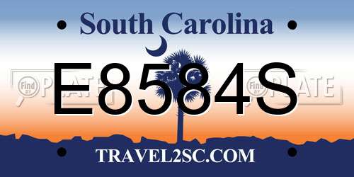 E8584S South Carolina License Plate