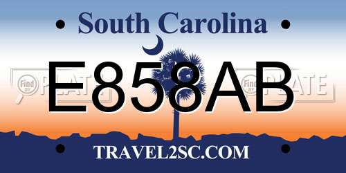E858AB South Carolina License Plate