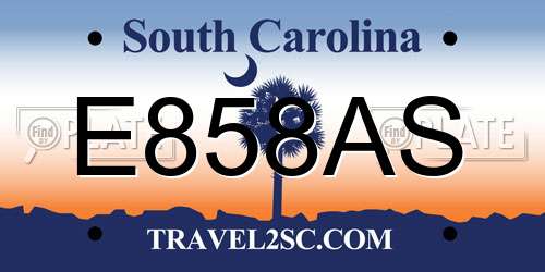 E858AS South Carolina License Plate
