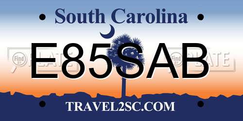 E85SAB South Carolina License Plate