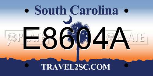 E8604A South Carolina License Plate