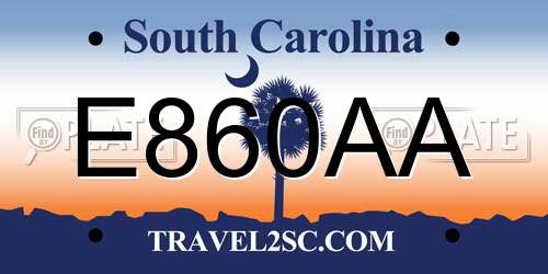 E860AA South Carolina License Plate