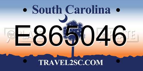 E865046 South Carolina License Plate