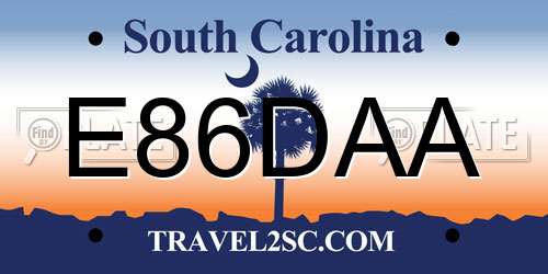 E86DAA South Carolina License Plate