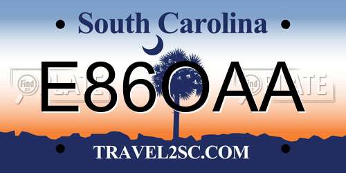 E86OAA South Carolina License Plate