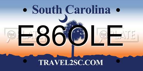 E86OLE South Carolina License Plate