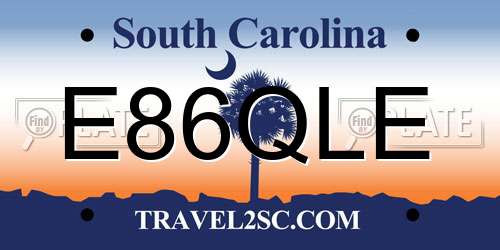 E86QLE South Carolina License Plate