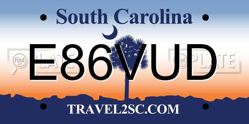 E86VUD South Carolina License Plate
