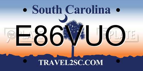 E86VUO South Carolina License Plate