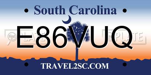 E86VUQ South Carolina License Plate