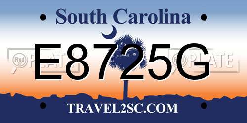 E8725G South Carolina License Plate