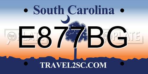 E877BG South Carolina License Plate