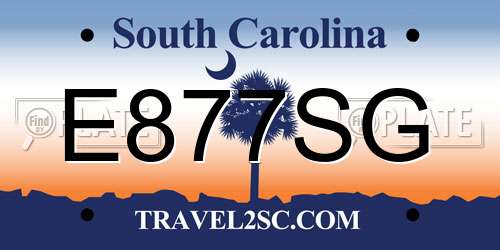 E877SG South Carolina License Plate