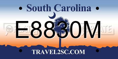 E8830M South Carolina License Plate