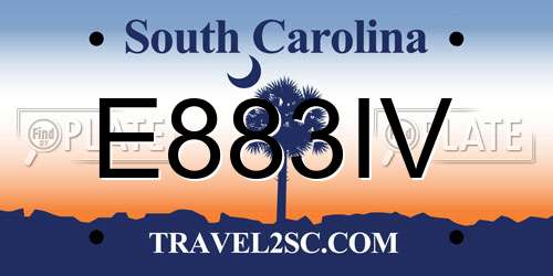 E883IV South Carolina License Plate