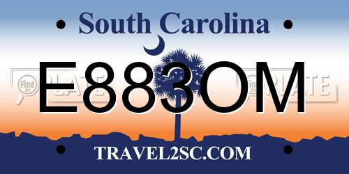 E883OM South Carolina License Plate