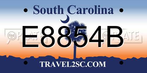 E8854B South Carolina License Plate