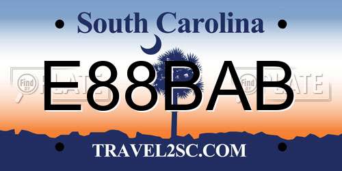 E88BAB South Carolina License Plate