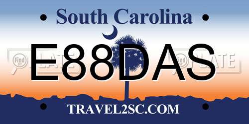E88DAS South Carolina License Plate