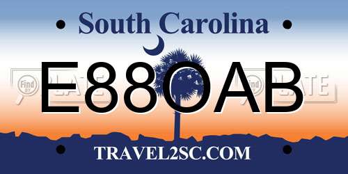 E88OAB South Carolina License Plate