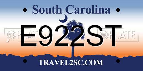 E922ST South Carolina License Plate