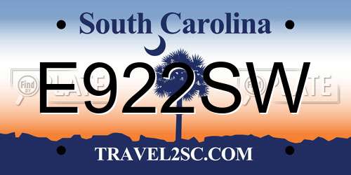 E922SW South Carolina License Plate