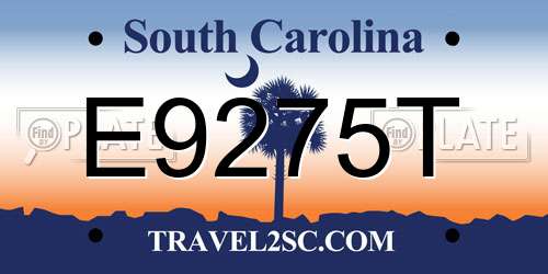 E9275T South Carolina License Plate