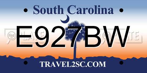 E927BW South Carolina License Plate