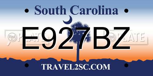 E927BZ South Carolina License Plate