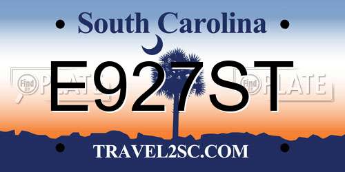 E927ST South Carolina License Plate