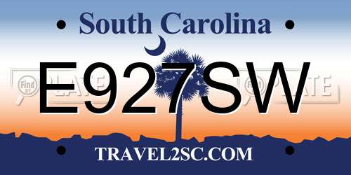 E927SW South Carolina License Plate