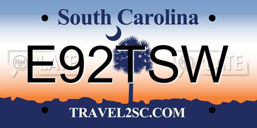 E92TSW South Carolina License Plate