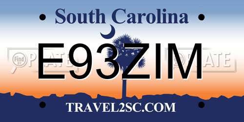 E93ZIM South Carolina License Plate