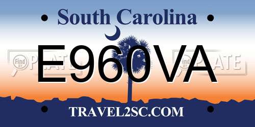 E960VA South Carolina License Plate
