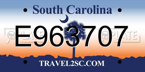 E963707 South Carolina License Plate