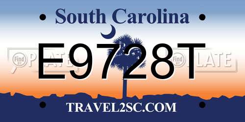 E9728T South Carolina License Plate