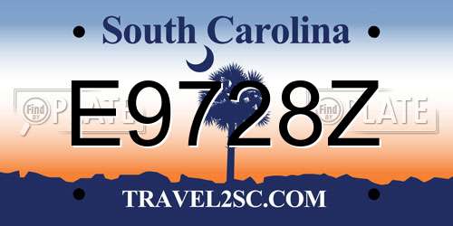 E9728Z South Carolina License Plate