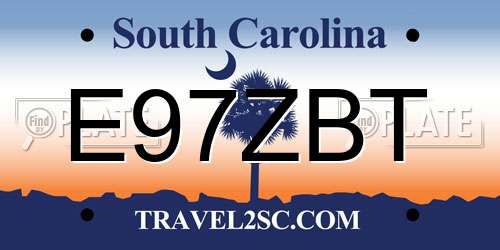E97ZBT South Carolina License Plate