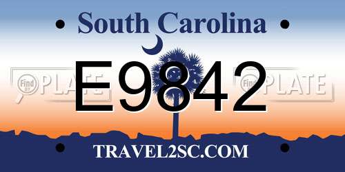 E9842 South Carolina License Plate