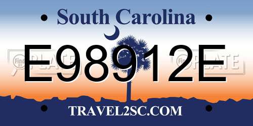 E98912E South Carolina License Plate