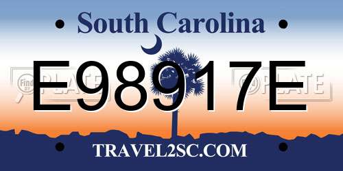 E98917E South Carolina License Plate